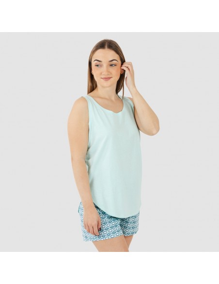 Pijama corto algodón Galieni verde azulado pijamas-cortos-mujer