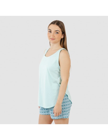 Pijama corto algodón Galieni verde azulado pijamas-cortos-mujer