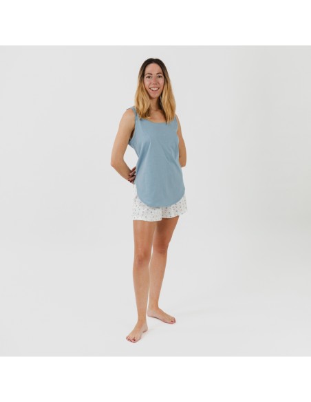 Pijama corto algodón Inés indigo pijamas-cortos-mujer