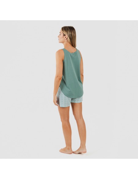 Pijama corto algodón Bianca verde menta pijamas-cortos-mujer