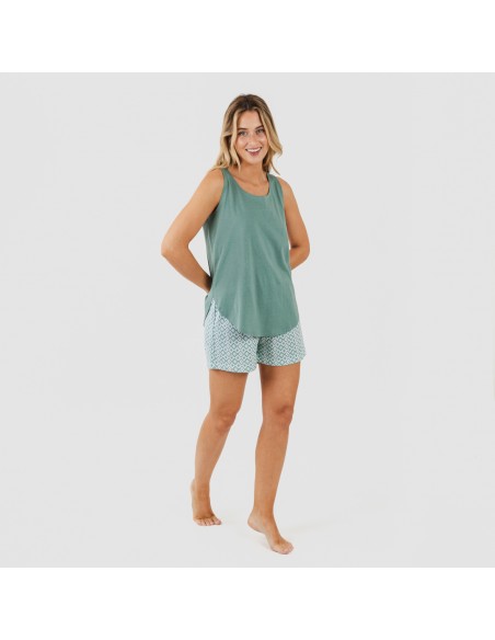 Pijama corto algodón Bianca verde menta pijamas-cortos-mujer