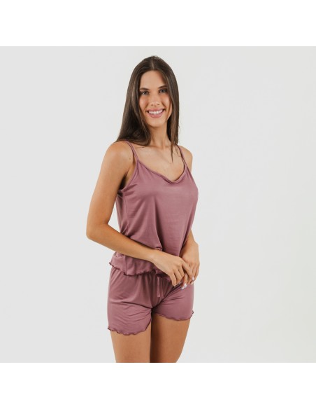 Pijama tirantes mujer soft liso pijamas-cortos-mujer