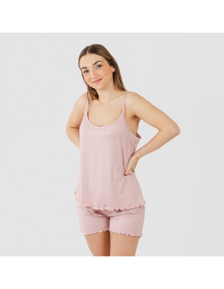 Pijama tirantes mujer soft liso pijamas-cortos-mujer