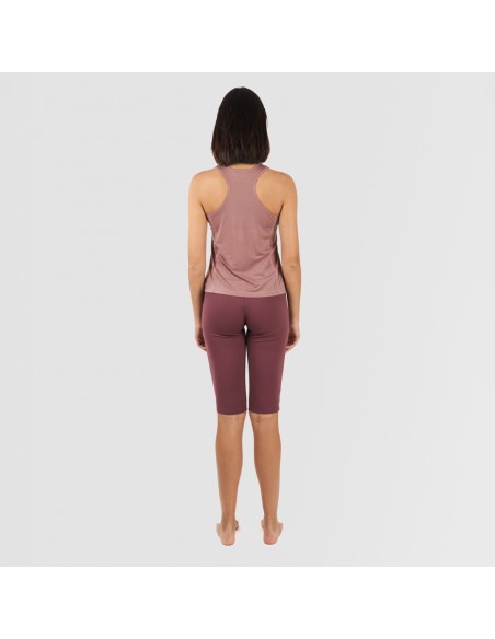 Conjunto deportivo leggings corto mujer malva - berenjena ropa-deporte-mujer