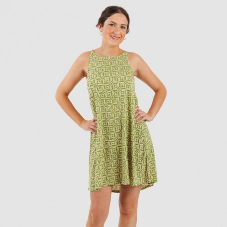 Vestido corto tirantes crepe Corinto verde hierba vestidos-y-blusones-mujer