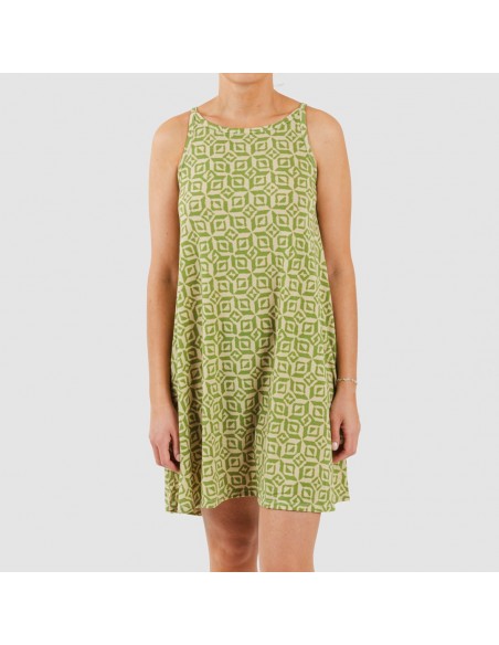 Vestido corto tirantes crepe Corinto verde hierba vestidos-y-blusones-mujer