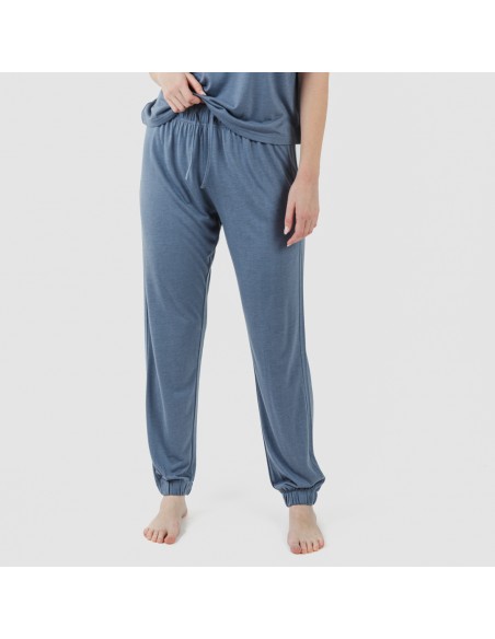 Pijama largo manga corta viscosa mujer liso pijamas-largos-de-mujer