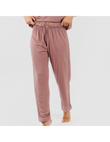 Pijama largo manga corta viscosa mujer liso pijamas-largos-de-mujer