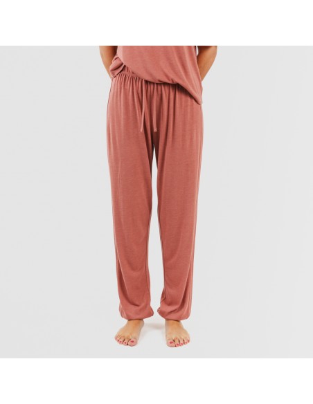 Pijama largo manga corta viscosa mujer liso pijamas-largos-de-mujer