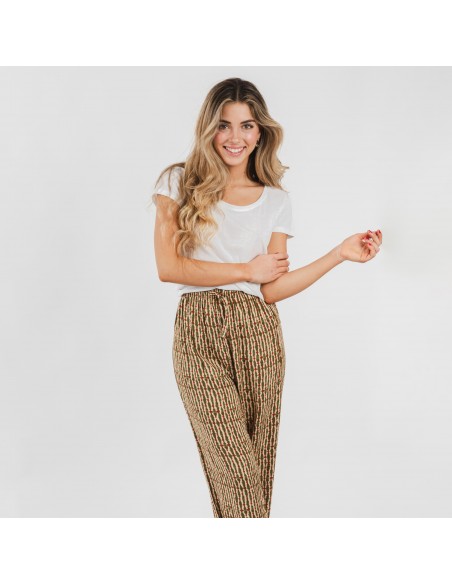 Pantalón viscosa Erina verde caceria pantalones-comodos-mujer