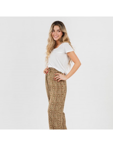 Pantalón viscosa Erina verde caceria pantalones-comodos-mujer