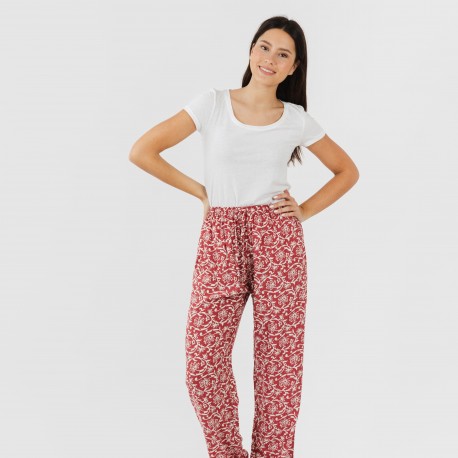 Pantalón viscosa Reina marsala pantalones-comodos-mujer