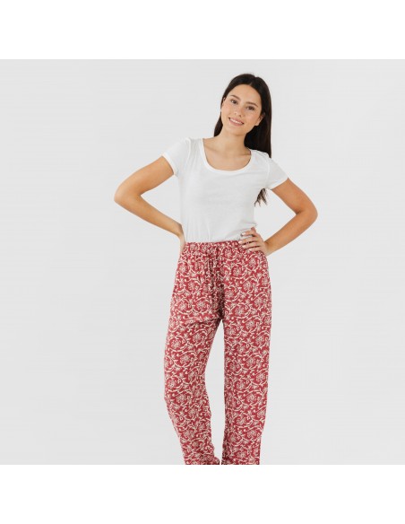 Pantalón viscosa Reina marsala pantalones-comodos-mujer