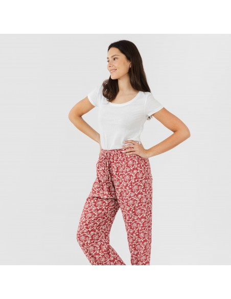 Pantalón viscosa Reina marsala pantalones-comodos-mujer