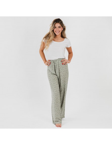 Pantalón viscosa Valeria verde caceria pantalones-comodos-mujer