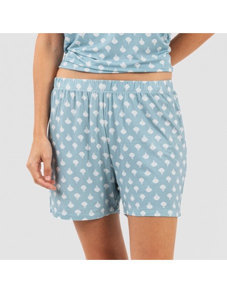 Pijama corto manga fluida viscosa mujer Summer indigo pijamas-cortos-mujer