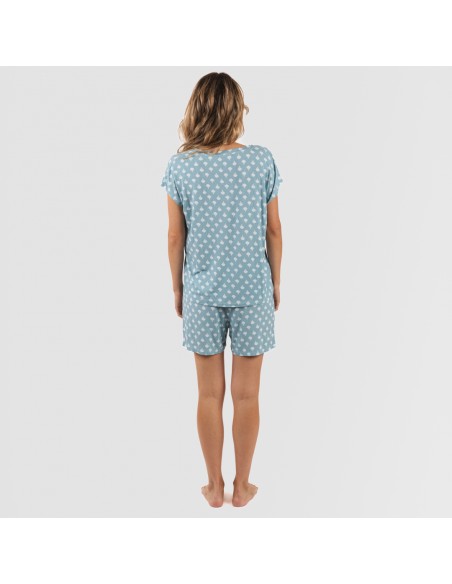 Pijama corto manga fluida viscosa mujer Summer indigo pijamas-cortos-mujer