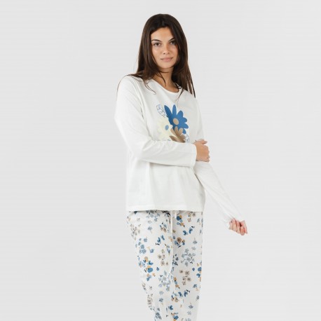 Pijama largo algodón Arauz indigo pijamas-largos-de-mujer