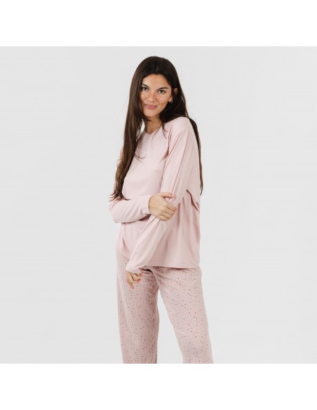 Pijama largo mujer soft Maya rosa palo pijamas-largos-de-mujer