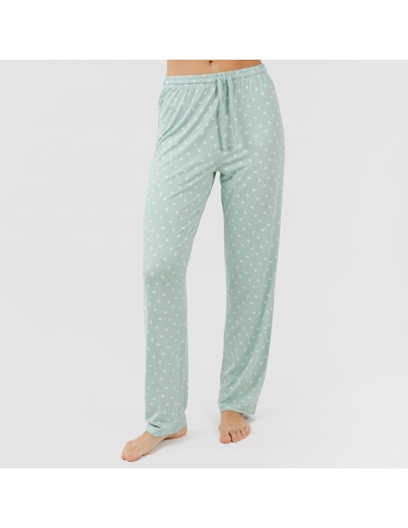 Pijama largo mujer soft Natalie verde tiffany pijamas-largos-de-mujer