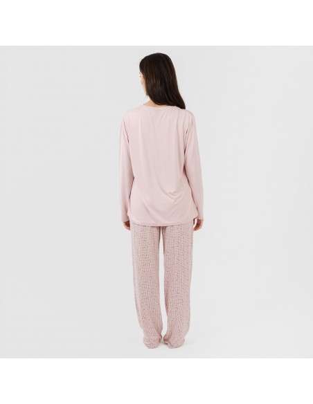 Pijama largo mujer soft Maya rosa palo pijamas-largos-de-mujer