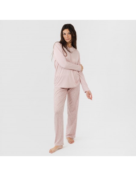 Pijama largo mujer soft Maya rosa palo pijamas-largos-de-mujer