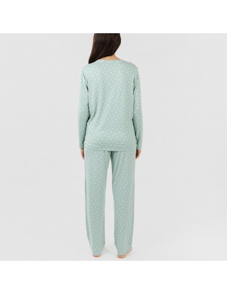 Pijama largo mujer soft Natalie verde tiffany pijamas-largos-de-mujer