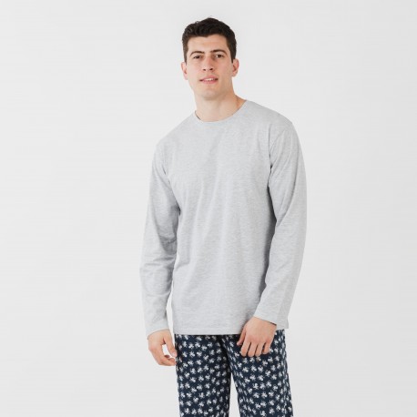 Pijama largo algodón hombre Octopus gris pijamas-largos-hombre