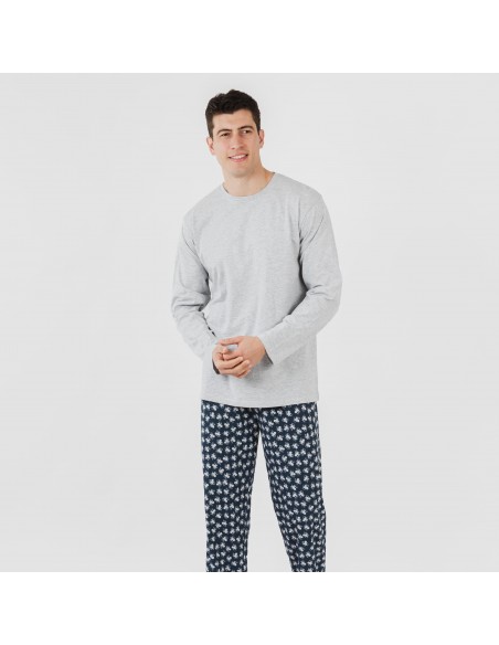 Pijama largo algodón hombre Octopus gris pijamas-largos-hombre