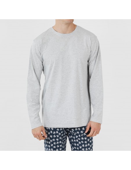 Pijama largo algodón hombre Octopus gris pijamas-largos-hombre