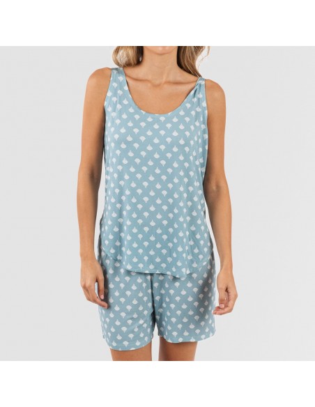 Pijama tirantes mujer viscosa Summer indigo pijamas-cortos-mujer