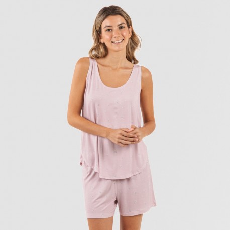 Pijama tirantes mujer viscosa Melanie malva pijamas-cortos-mujer