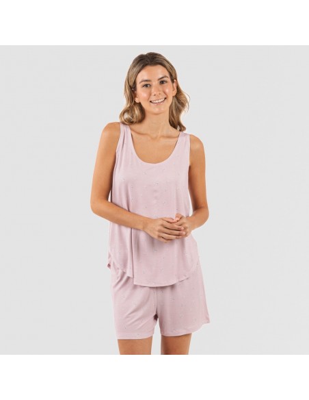 Pijama tirantes mujer viscosa Melanie malva pijamas-cortos-mujer