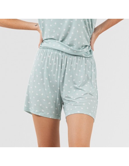 Pijama tirantes mujer viscosa Natalie verde tiffany pijamas-cortos-mujer