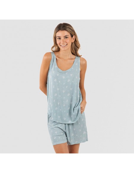 Pijama tirantes mujer viscosa Adriane verde agua pijamas-cortos-mujer