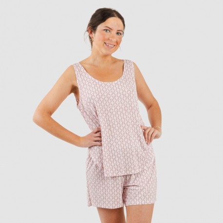 Pijama tirantes mujer viscosa Ellene rosa palo pijamas-cortos-mujer