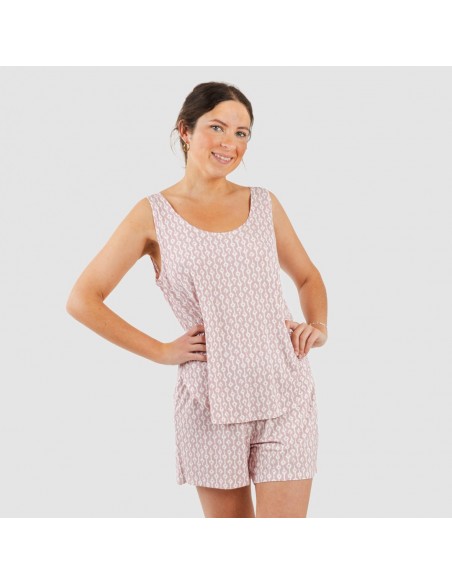 Pijama tirantes mujer viscosa Ellene rosa palo pijamas-cortos-mujer