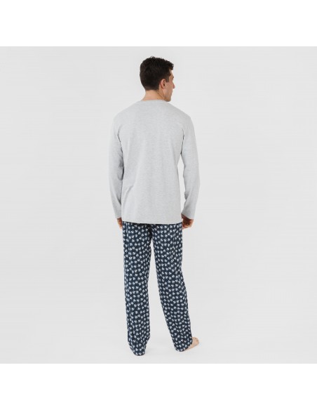 Pijama largo algodón hombre Octopus gris pijamas-largos-hombre