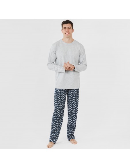 Pijama largo algodón hombre Octopus gris pijamas-largos-hombre