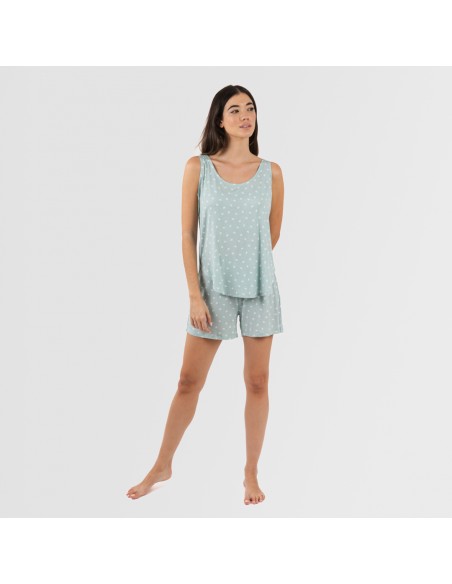 Pijama tirantes mujer viscosa Natalie verde tiffany pijamas-cortos-mujer