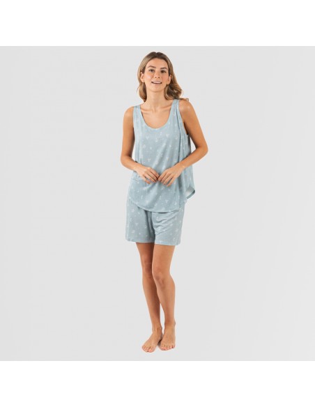 Pijama tirantes mujer viscosa Adriane verde agua pijamas-cortos-mujer