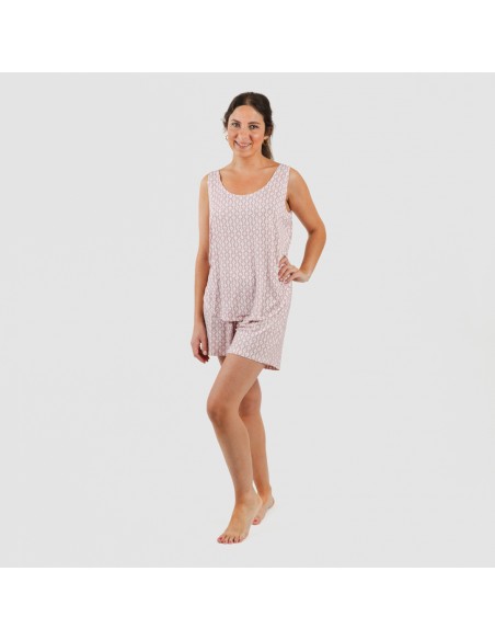 Pijama tirantes mujer viscosa Ellene rosa palo pijamas-cortos-mujer