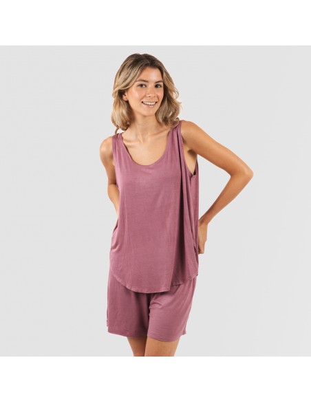 Pijama tirantes mujer viscosa liso pijamas-cortos-mujer