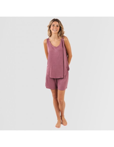 Pijama tirantes mujer viscosa liso pijamas-cortos-mujer