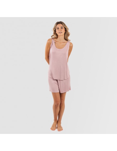 Pijama tirantes mujer viscosa liso pijamas-cortos-mujer