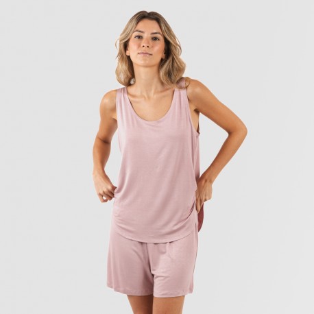 Pijama tirantes mujer viscosa liso pijamas-cortos-mujer