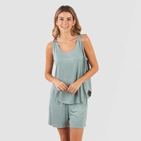 Pijama tirantes mujer viscosa liso pijamas-cortos-mujer