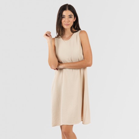 Vestido corto tirantes bambula liso vestidos-y-blusones-mujer