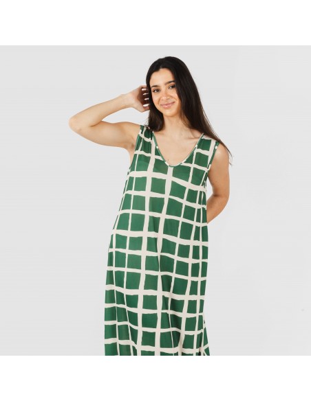 Vestido largo tirantes soft Naroa verde botella vestidos-y-blusones-mujer