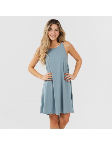 Vestido corto tirantes crepe liso vestidos-y-blusones-mujer